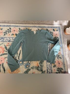 Bozzolo Ribbed Long Sleeve Crop Top in Sage